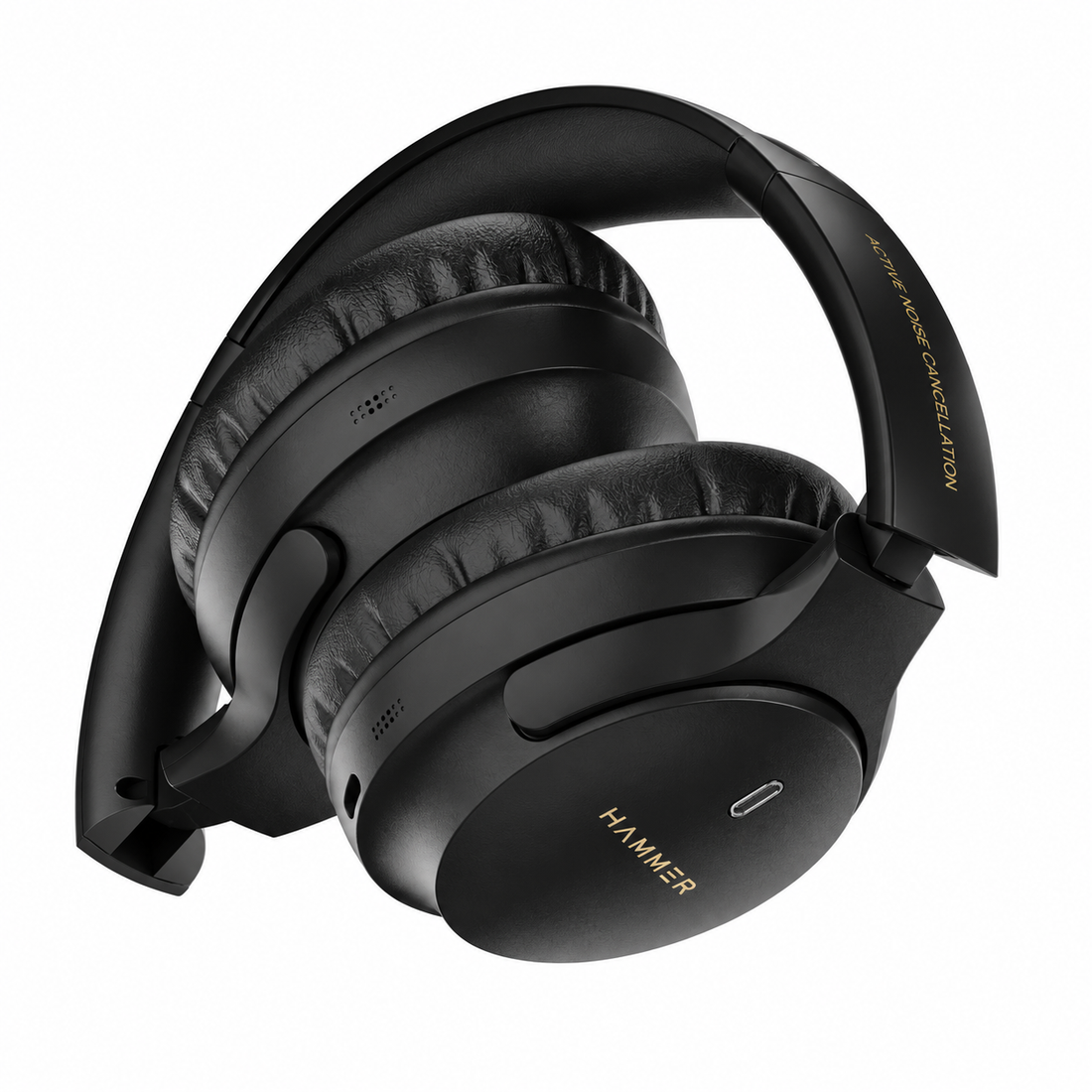 Bash Vivid ANC Wireless Bluetooth Over-Ear Headphones with 23 dB 70h Playtime, Type-C Fast Charging, Foldable Black