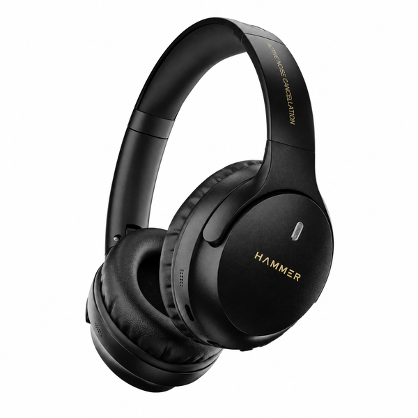 Bash Vivid ANC Wireless Bluetooth Over-Ear Headphones with 23 dB 70h Playtime, Type-C Fast Charging, Foldable Black