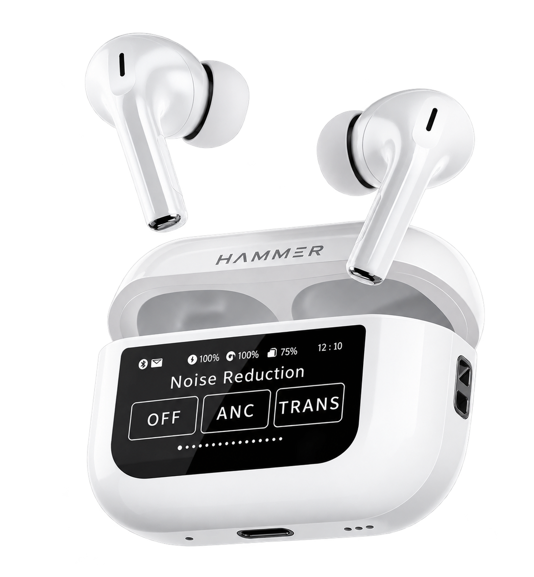 Screen TWS Bluetooth Earbuds with 32 db ANC + ENC and On Case Display