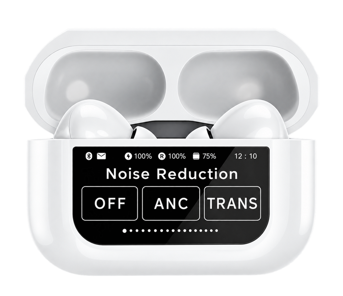 Screen TWS Bluetooth Earbuds with 32 db ANC + ENC and On Case Display