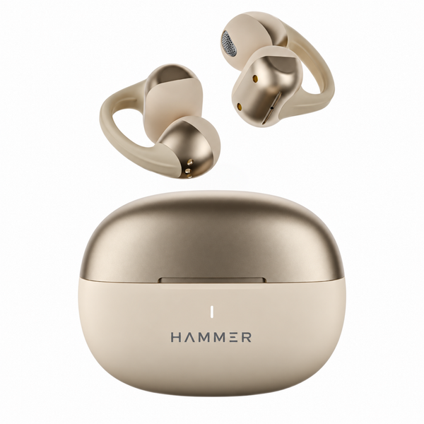 Aura Air OWS Wireless Open-Ear Earbuds | Clip-On Design | Feather-Light | ENC Quad Mic - Champagne Gold