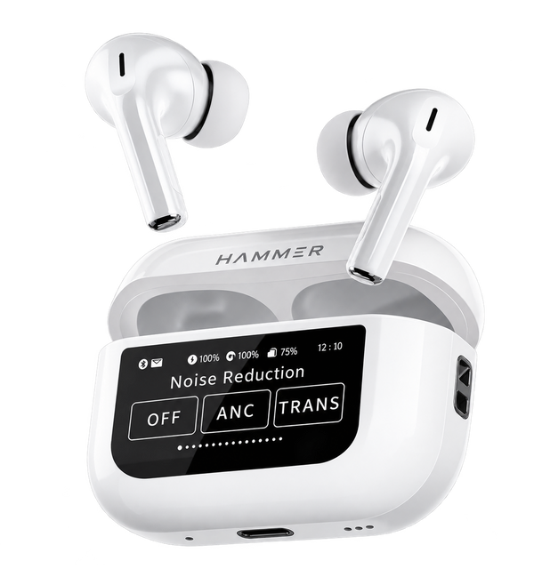 Screen TWS Bluetooth Earbuds with 32 db ANC + ENC and On Case Display